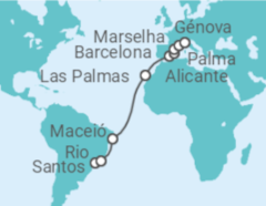 Itinerário do Cruzeiro Brasil, Espanha, França TI - MSC Cruzeiros