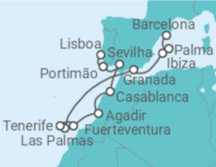 Itinerário do Cruzeiro De Barcelona a Lisboa - NCL Norwegian Cruise Line