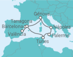 Itinerário do Cruzeiro Espanha, Itália, Tunísia - MSC Cruzeiros