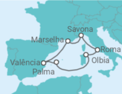 Itinerário do Cruzeiro Espanha, França, Itália, Ilhas Baleares - Costa Cruzeiros