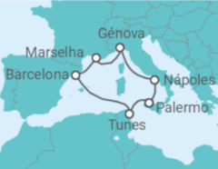 Itinerário do Cruzeiro Tunísia, Espanha, França, Itália TI - MSC Cruzeiros
