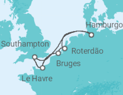 Itinerário do Cruzeiro Reino Unido, França, Bélgica, Holanda - AIDA