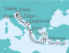 Itinerário do Cruzeiro Eslovénia, Croácia, Montenegro, Grécia - NCL Norwegian Cruise Line