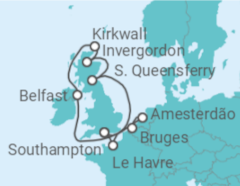 Itinerário do Cruzeiro Reino Unido, Holanda, Bélgica, França - NCL Norwegian Cruise Line