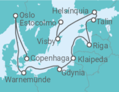 Itinerário do Cruzeiro Noruega, Alemanha, Polónia, Lituânia, Estónia, Finlândia, Suécia - NCL Norwegian Cruise Line