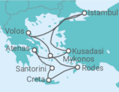 Itinerário do Cruzeiro Tesouros das Ilhas Gregas - NCL Norwegian Cruise Line