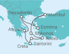 Itinerário do Cruzeiro Tesouros das Ilhas Gregas II - NCL Norwegian Cruise Line