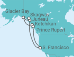 Itinerário do Cruzeiro Alasca - Princess Cruises