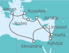 Itinerário do Cruzeiro Egipto, Chipre, Israel, Turquia, Grécia - Holland America Line