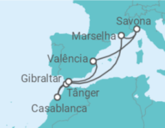 Itinerário do Cruzeiro Itália, França, Marrocos, Gibraltar - Costa Cruzeiros