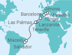 Itinerário do Cruzeiro França, Espanha, Brasil - MSC Cruzeiros