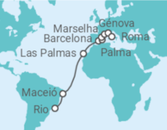 Itinerário do Cruzeiro Brasil, Espanha, França, Itália - MSC Cruzeiros