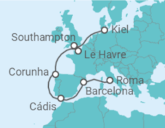 Itinerário do Cruzeiro Espanha, França, Reino Unido - MSC Cruzeiros