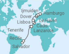 Itinerário do Cruzeiro De Salvador a Hamburgo - Costa Cruzeiros