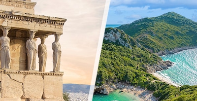 Atenas e Corfu de avião, com transfers e carro alugado Atenas e Corfu de avião, com transfers e carro alugado