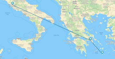 Roma, Atenas e Santorini de avião