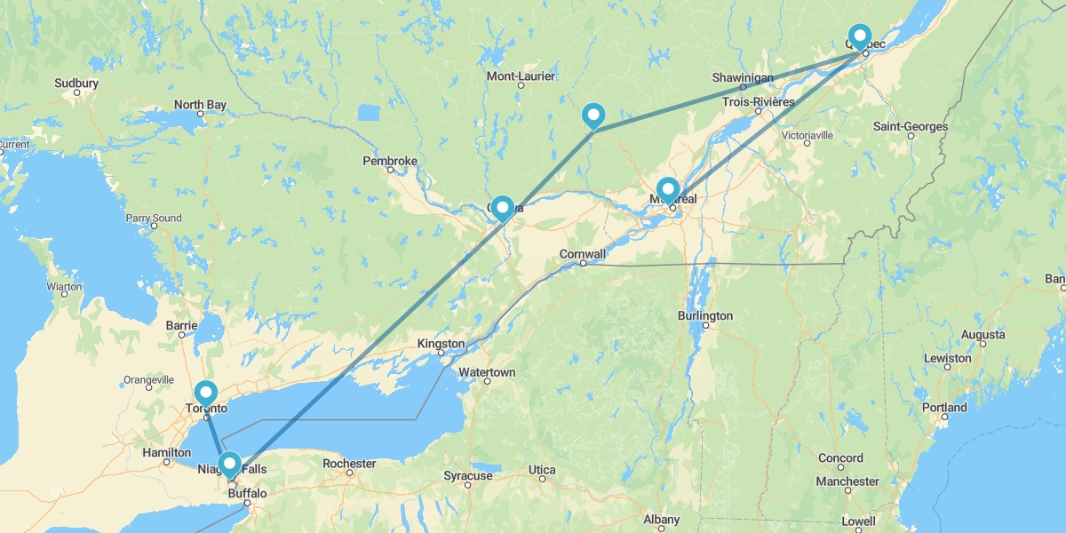 De Toronto a Montreal com noite em Niágara e com noite em Mont Tremblant