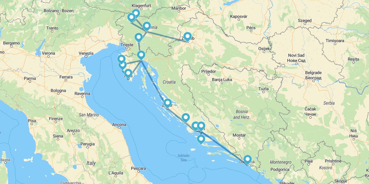 Percurso pela Costa Adriática Esloveno-Croata