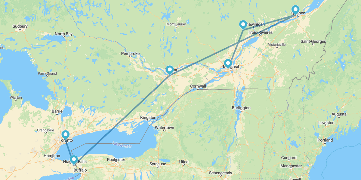 De Toronto a Montreal com noite em Niágara e no Resort La Maurice