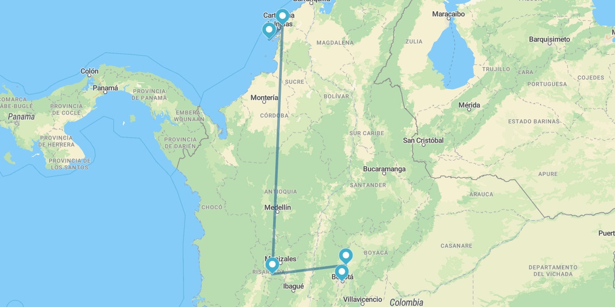 Bogotá, Pereira e Cartagena das Índias