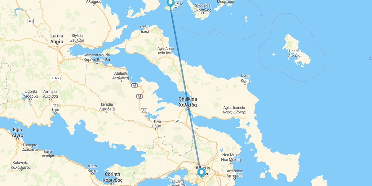 Atenas e Escíato de avião