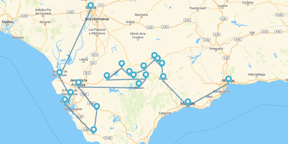 Percurso das Aldeias Brancas e Tesouros da Andaluzia