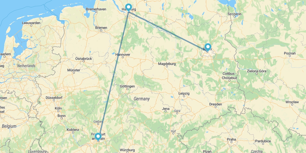 Frankfurt, Hamburgo e Berlim de comboio