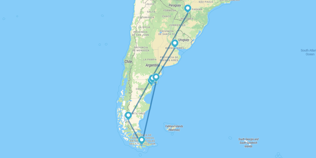 Buenos Aires, Península Valdés, Ushuaia, Calafate e Iguaçu