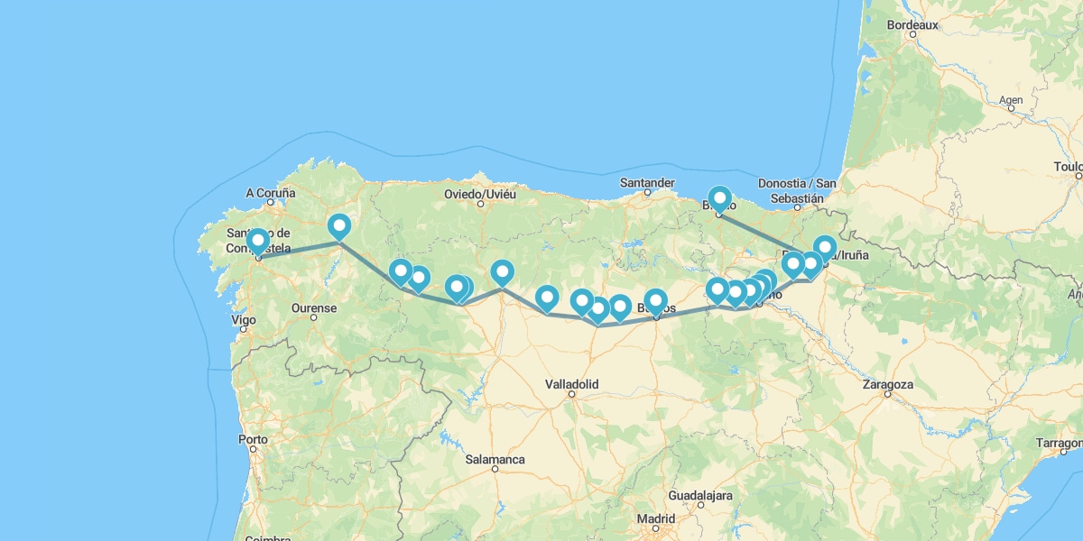 Percurso do Caminho de Santiago, do românico ao gótico