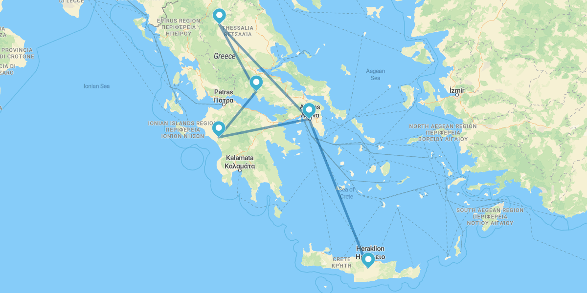 Atenas, Peloponeso e Creta