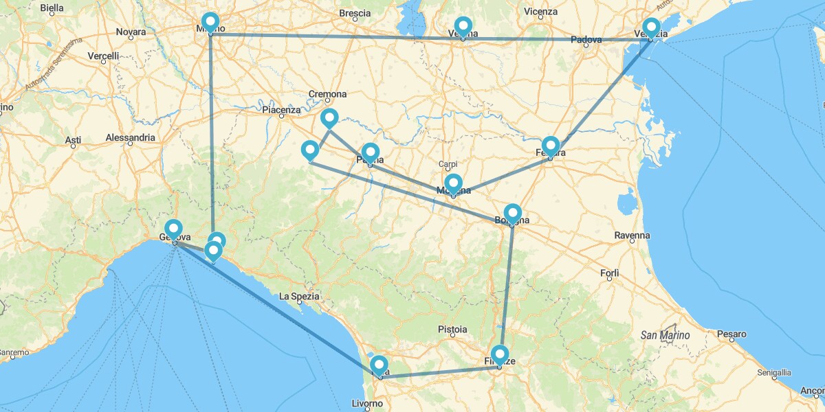 Região dos Lagos, Emilia Romagna e Toscana