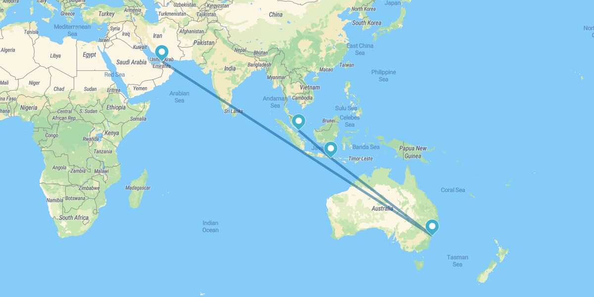 Dubai, Sydney, Bali e Singapura