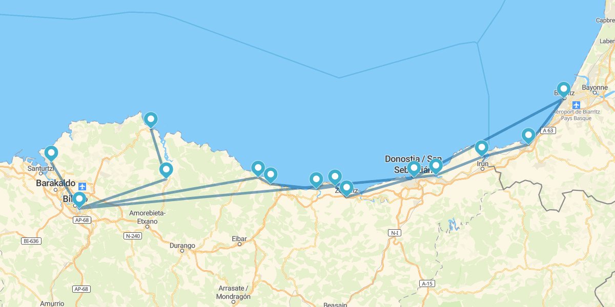 Percurso pela Costa Basca com Biarritz e San Juan de Luz