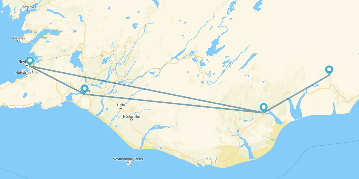 Reiquiavique, Círculo Dourado e Costa Sul