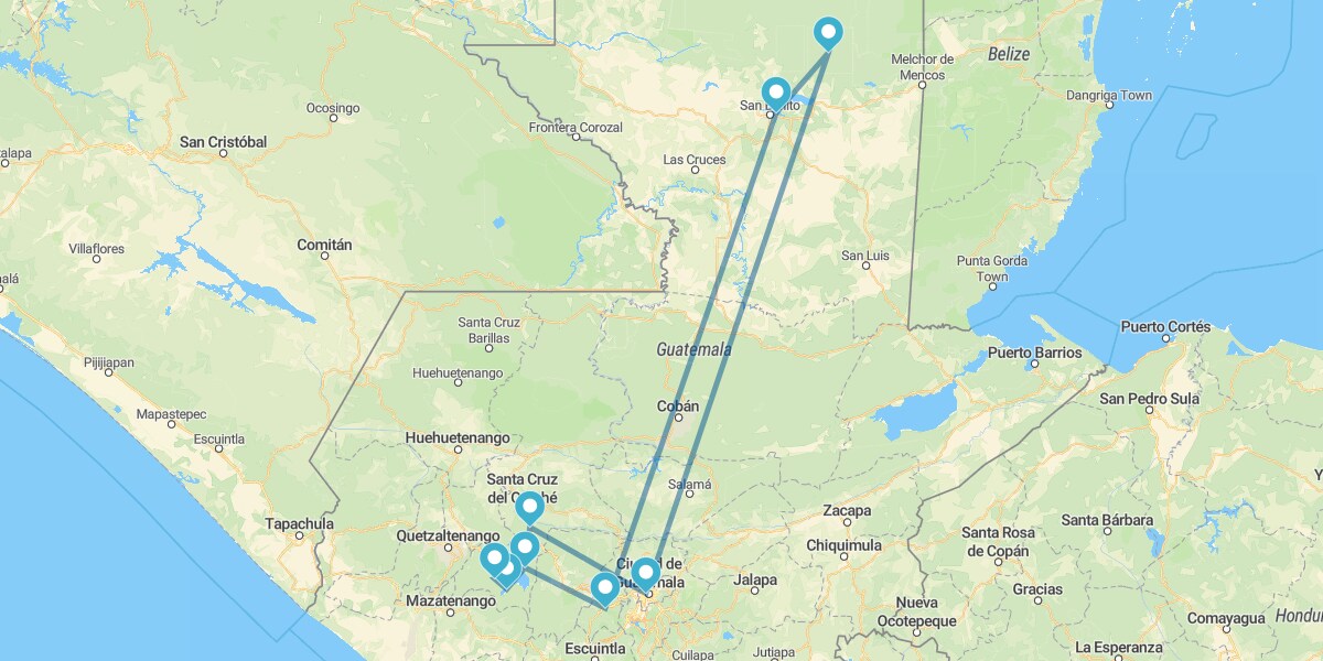 Altiplano com Tikal e Antigua