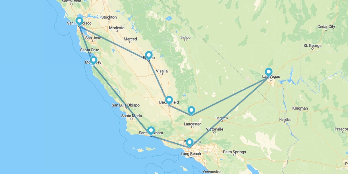 Percurso pelas Principais Cidades do Oeste Americano