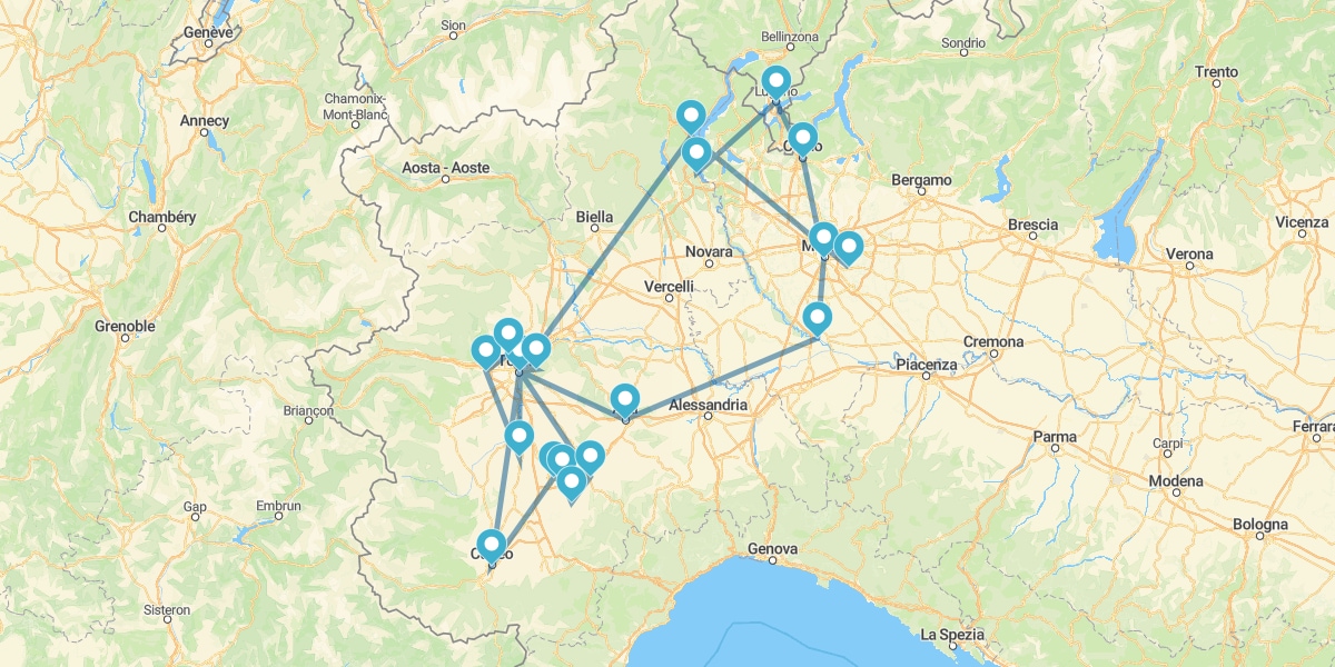 Percurso pela Região do Piemonte dos Sabóia