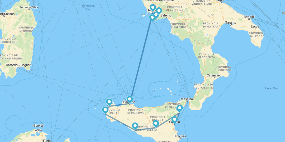 Nápoles, Pompeia e Sicília