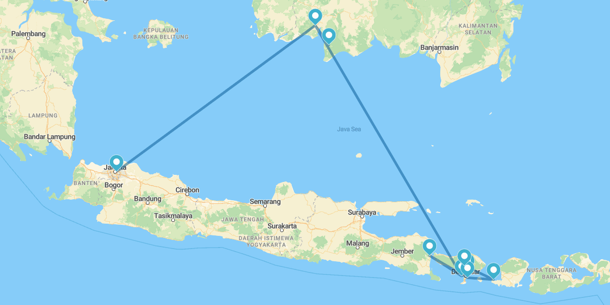 Jakarta, Bornéu, Bali, Ijen e Gili Asahan