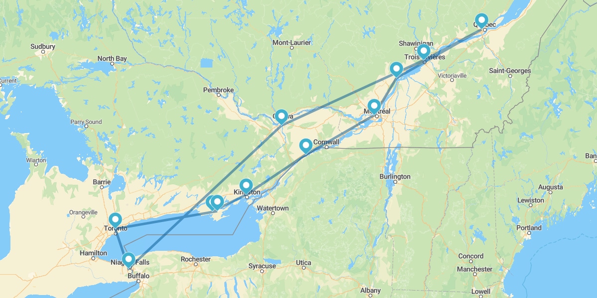 Percurso pelo Este Canadiano com noite no Niágara