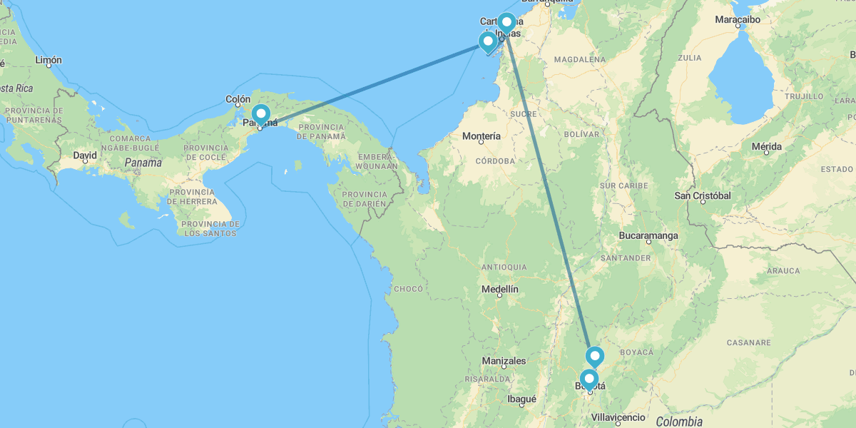 Bogotá, Cartagena das Índias e Panamá