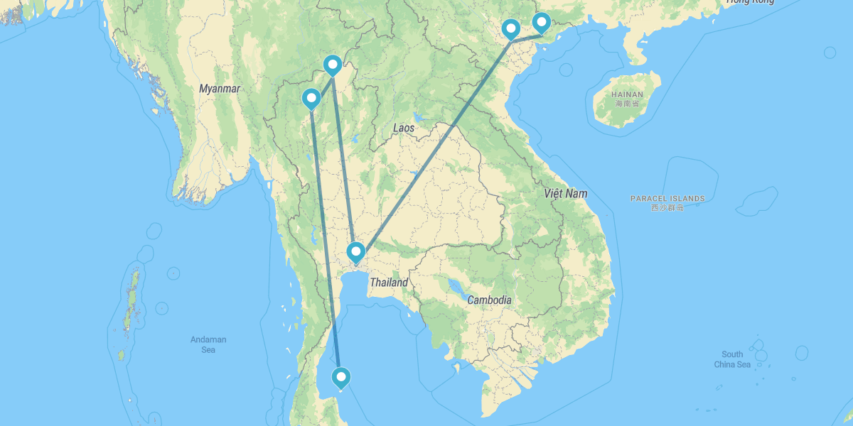 Norte do Vietname e Tailândia com Koh Samui