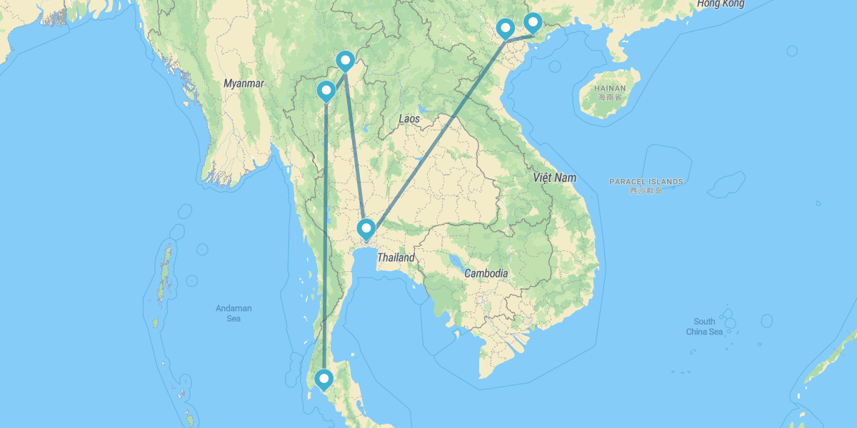 Norte do Vietname e Tailândia com Krabi