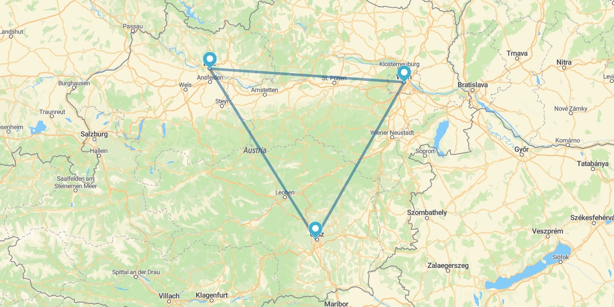 Especial Mercados de Natal de carro em Viena, Alta Áustria e Estíria