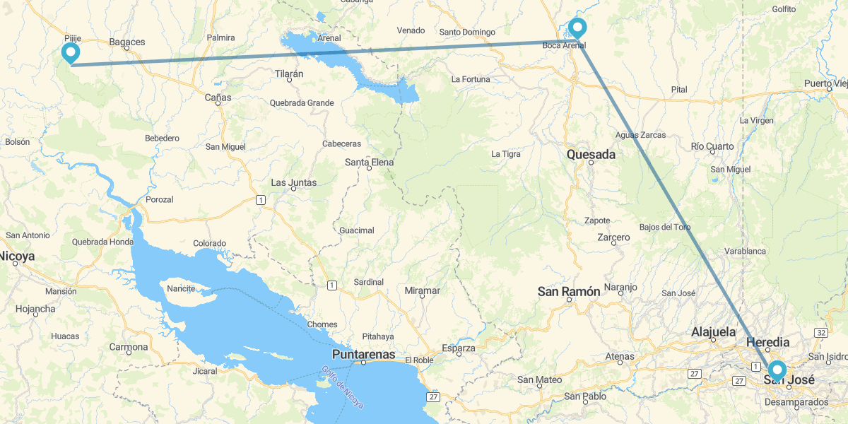 San José, Arenal e Guanacaste
