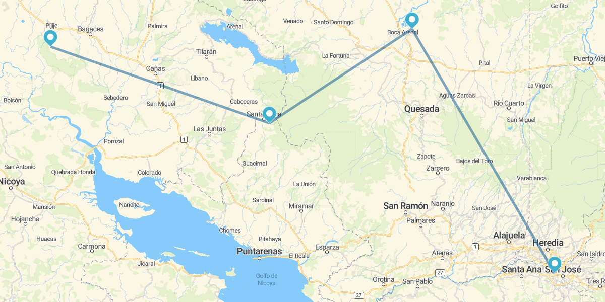 San José, Arenal, Monteverde e Guanacaste