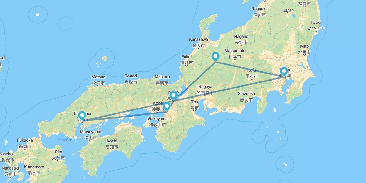 Tóquio, Hiroshima, Osaka, Quioto e Takayama