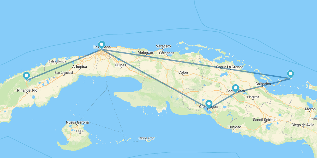 La Habana, Viñales, Cienfuegos, Trinidad, Santa Clara e Cayo Santa María