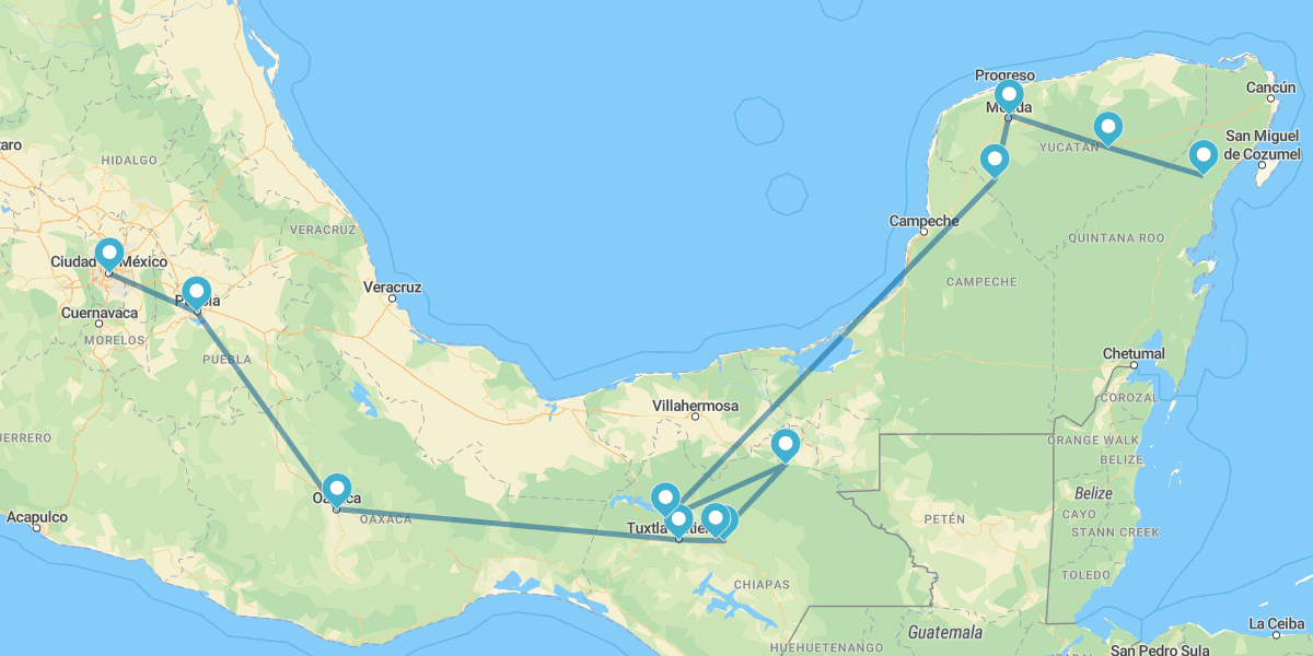 Cidade do México, Oaxaca, Chiapas e Yucatan