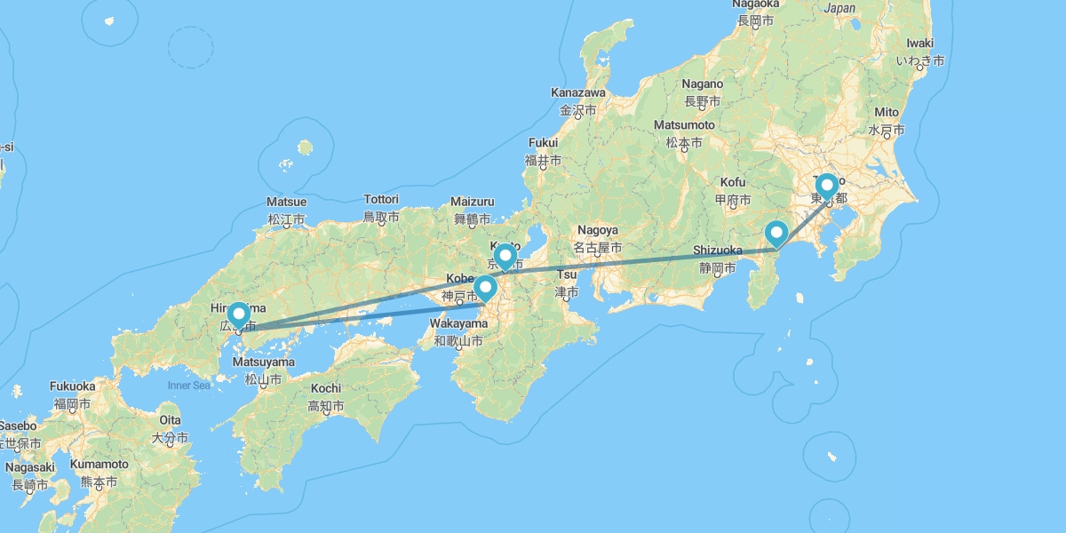 Tóquio, Hakone, Quioto, Hiroshima e Osaka